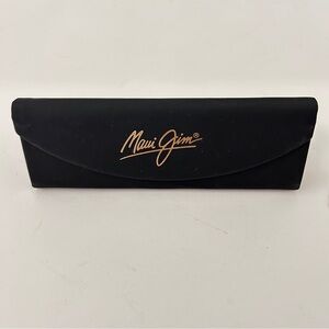 Maui Jim Black Trifold Magnetic Close Sunglasses Case Gold Logo With cloth